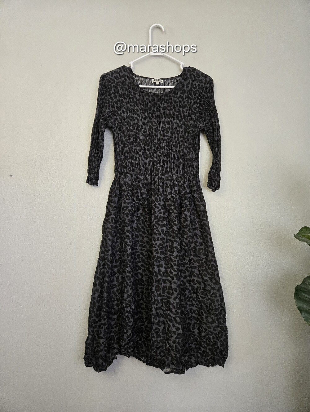 Alquema Three Quarter Sleeve Smash Dress in Leopard - Picture 3 of 10